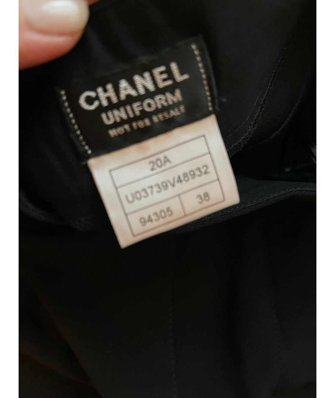 CHANEL PRE-OWNED Черные полиэстеровые прямые брюки, фото 6