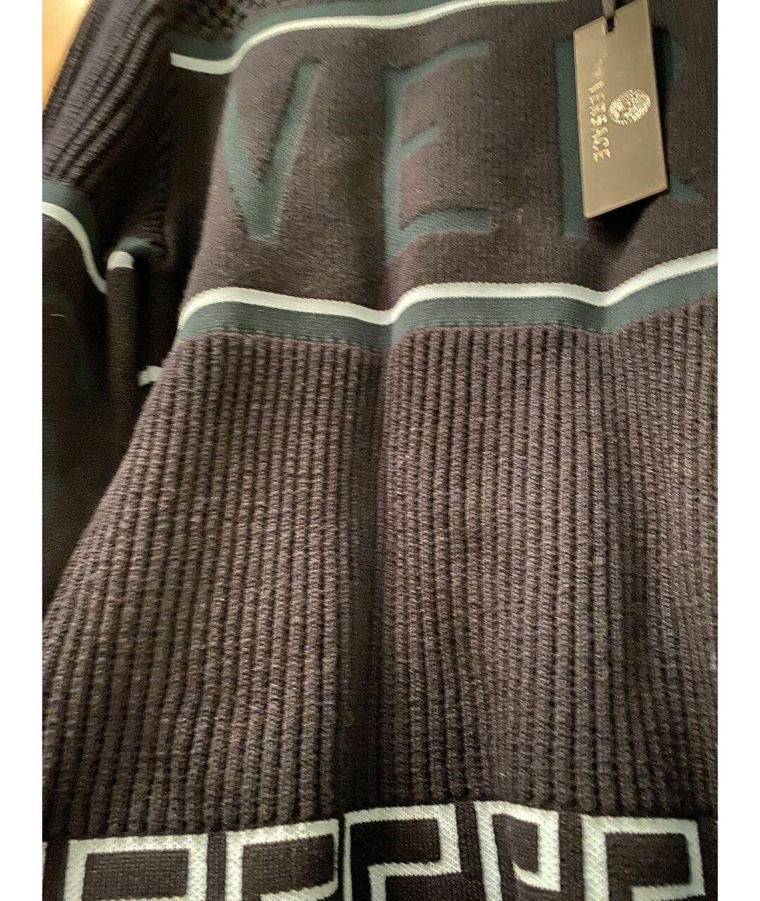 VERSACE Темно-синий шерстяной джемпер / свитер, фото 2