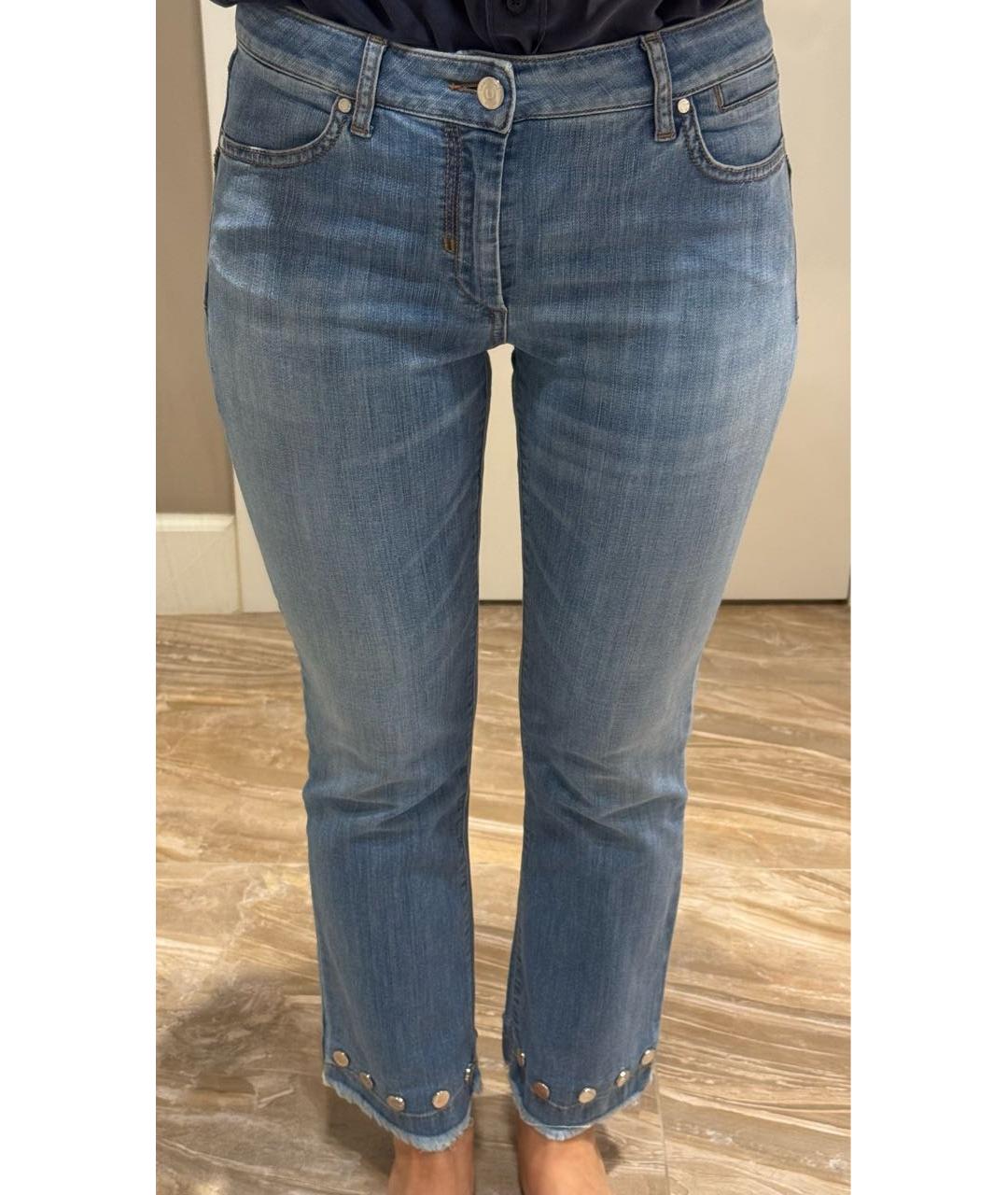 SPORT MAX CODE Голубые хлопко-эластановые прямые джинсы, фото 6