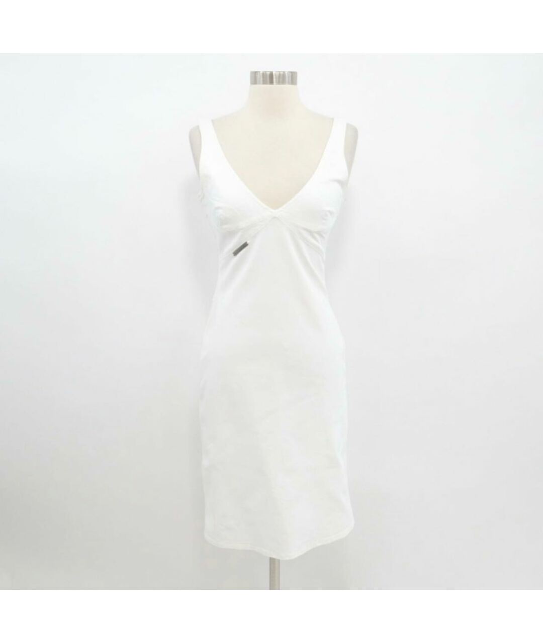 VERSACE JEANS COUTURE Белое хлопко-эластановое повседневное платье, фото 9