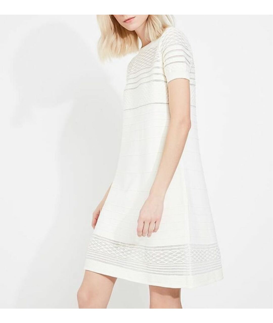 TWIN-SET Белое вискозное платье, фото 3