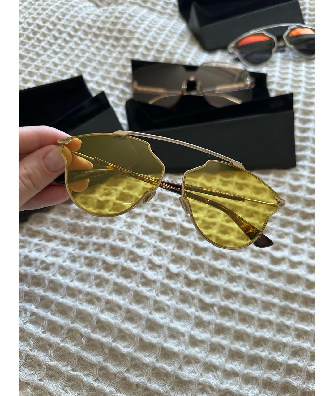 CHRISTIAN DIOR Желтые металлические солнцезащитные очки, фото 6