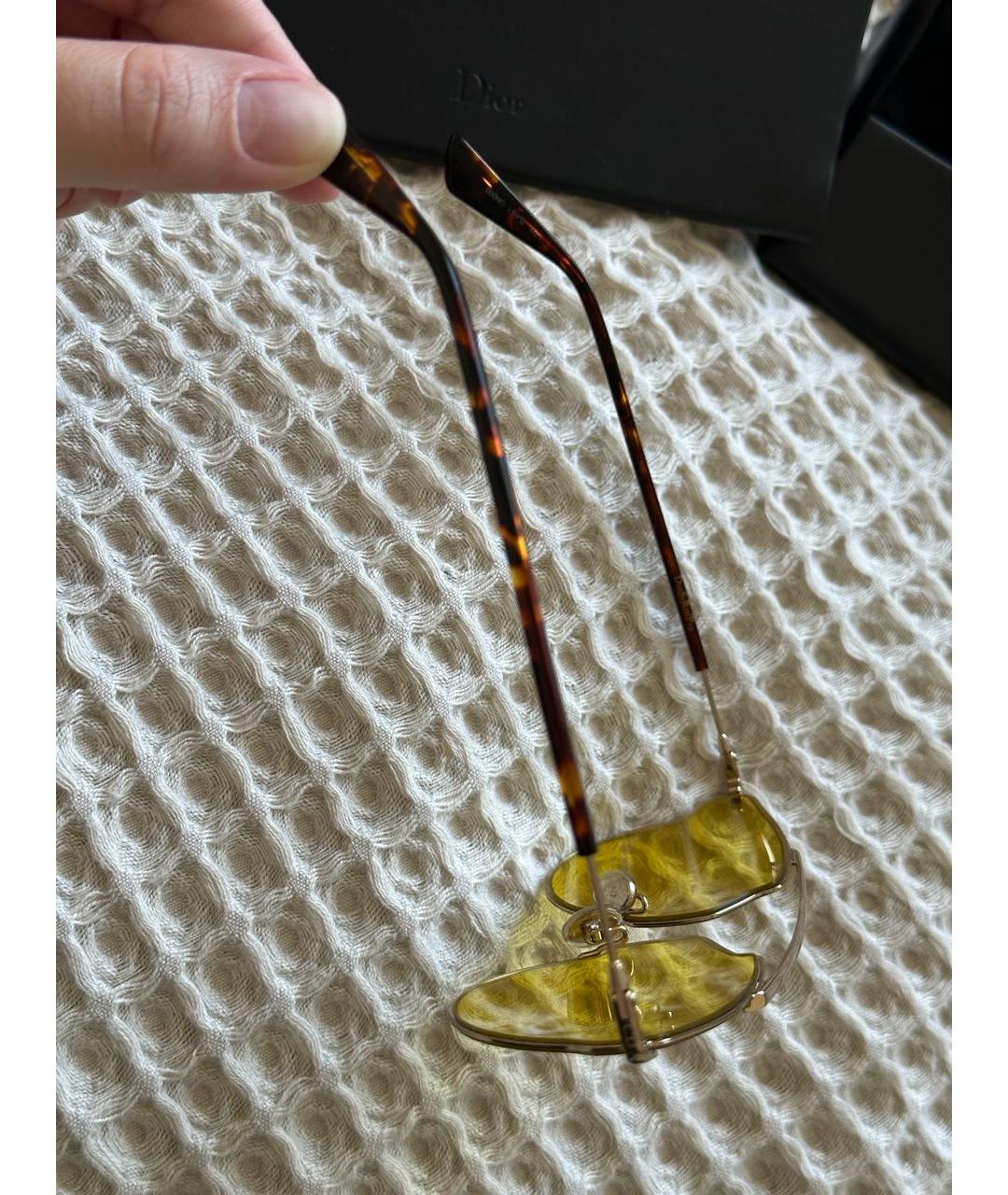 CHRISTIAN DIOR Желтые металлические солнцезащитные очки, фото 5