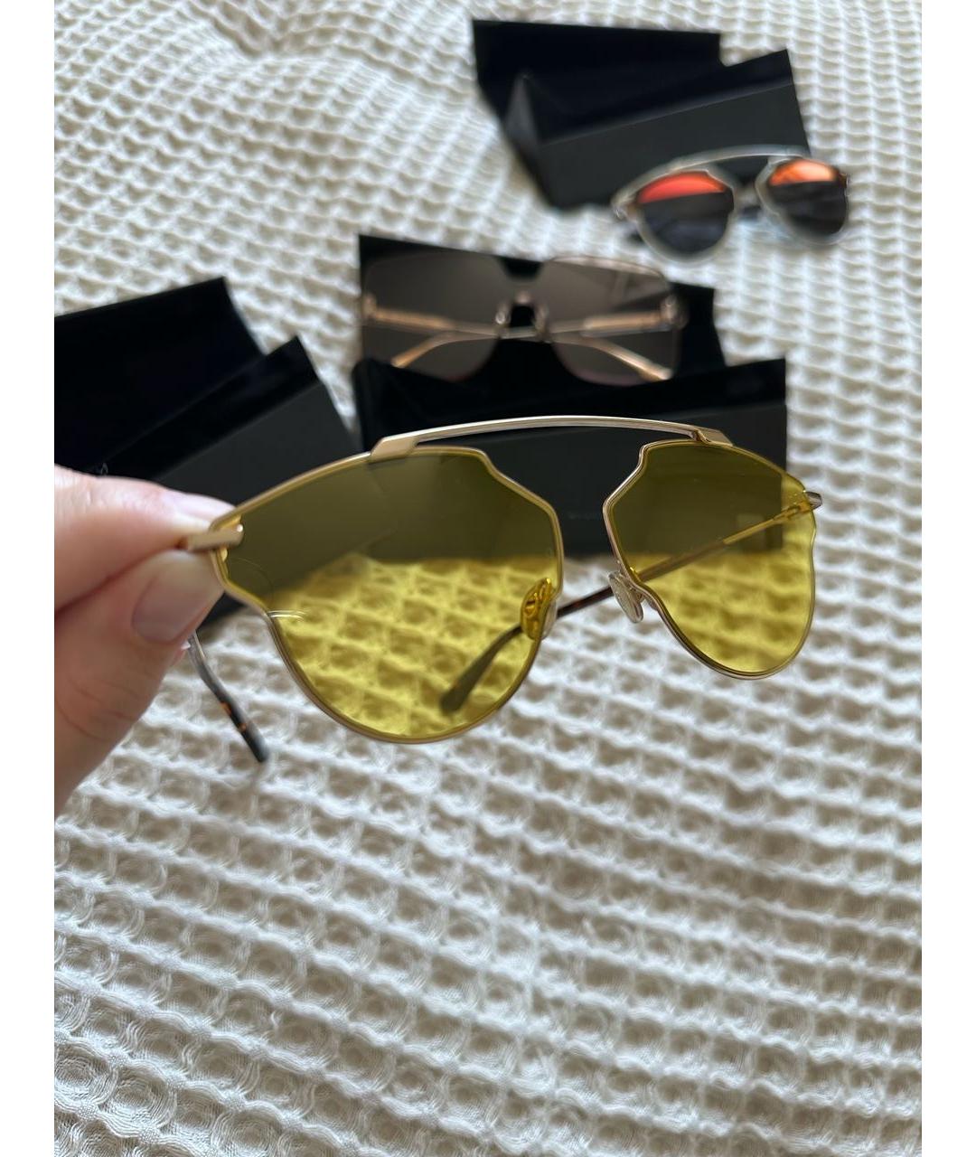 CHRISTIAN DIOR Желтые металлические солнцезащитные очки, фото 2
