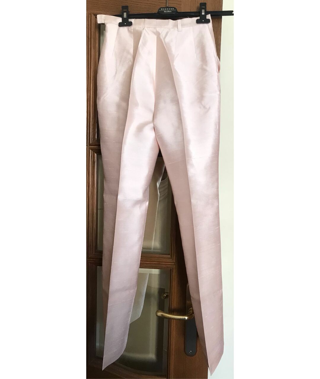 DOLCE&GABBANA Розовые шелковые прямые брюки, фото 2