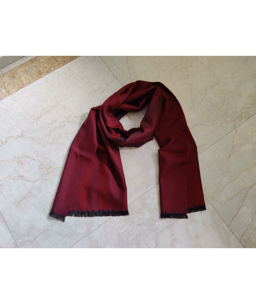 GUCCI Бордовый шерстяной шарф, фото 8