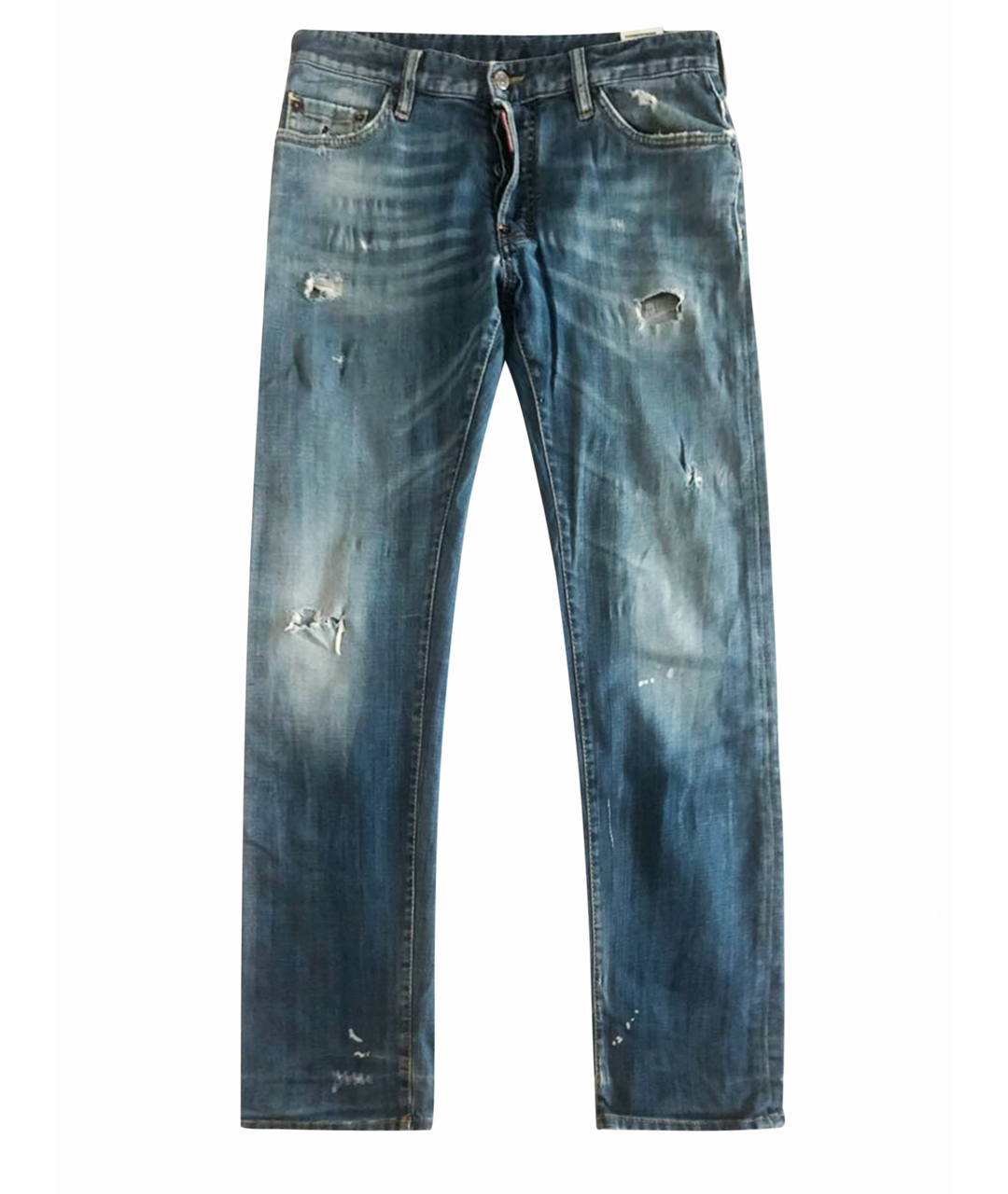 DSQUARED2 Синие хлопко-эластановые прямые джинсы, фото 1