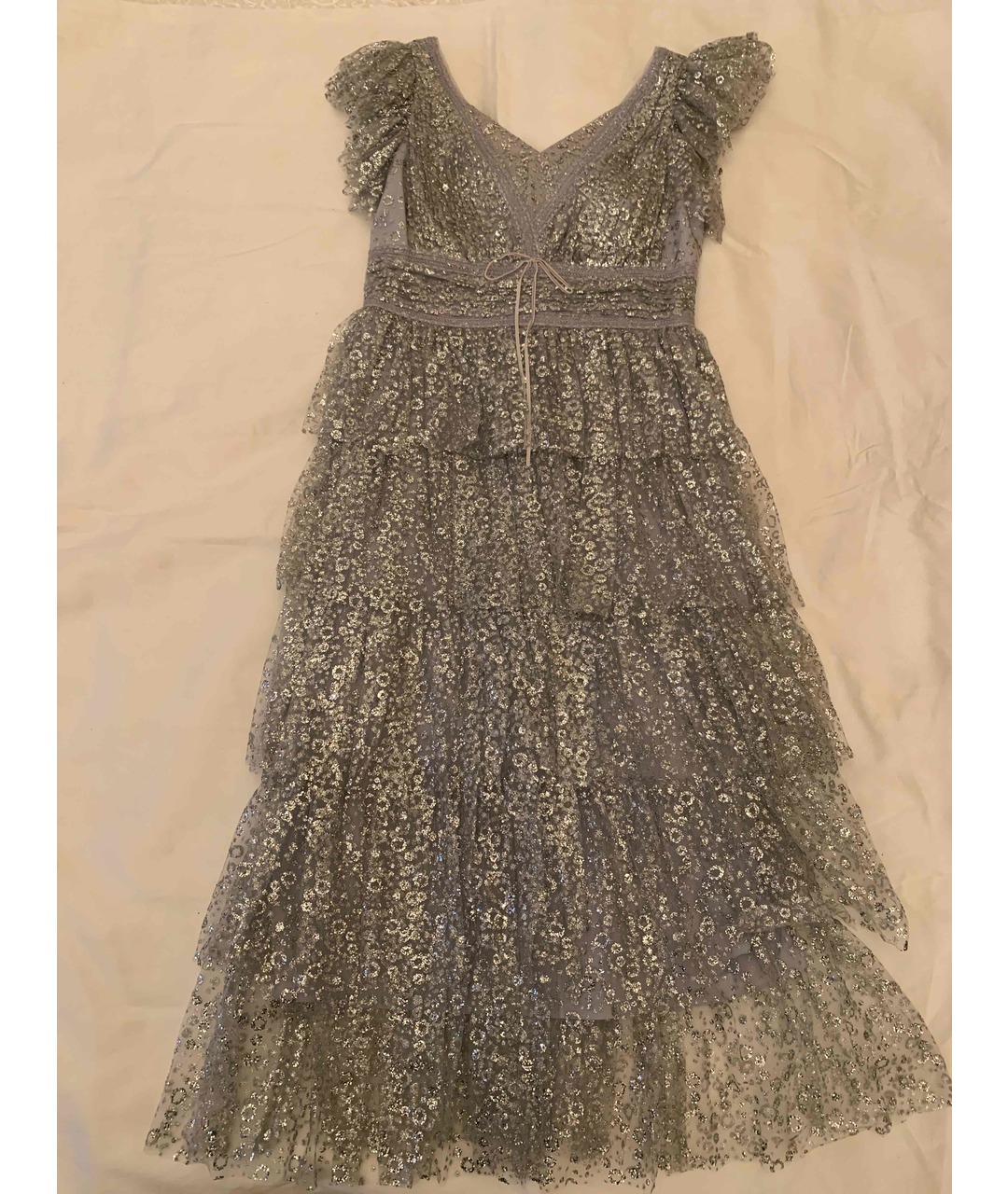 MARCHESA NOTTE Серое полиэстеровое вечернее платье, фото 5