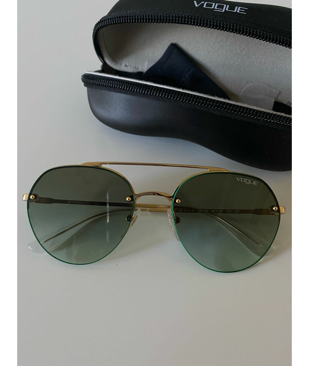 VOGUE EYEWEAR Зеленые металлические солнцезащитные очки, фото 7