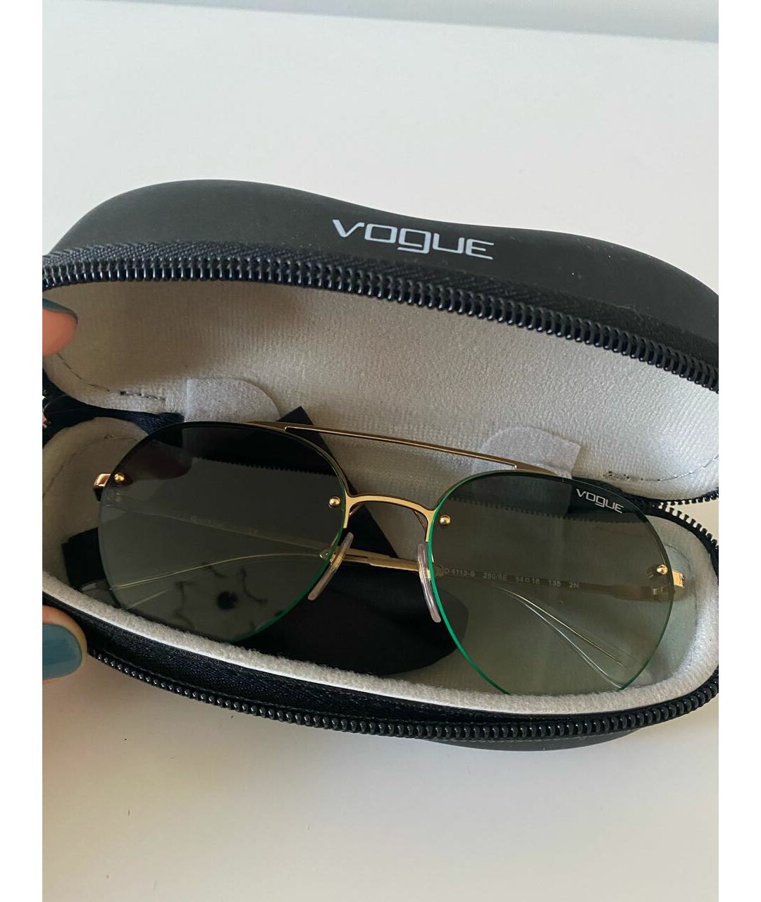VOGUE EYEWEAR Зеленые металлические солнцезащитные очки, фото 3