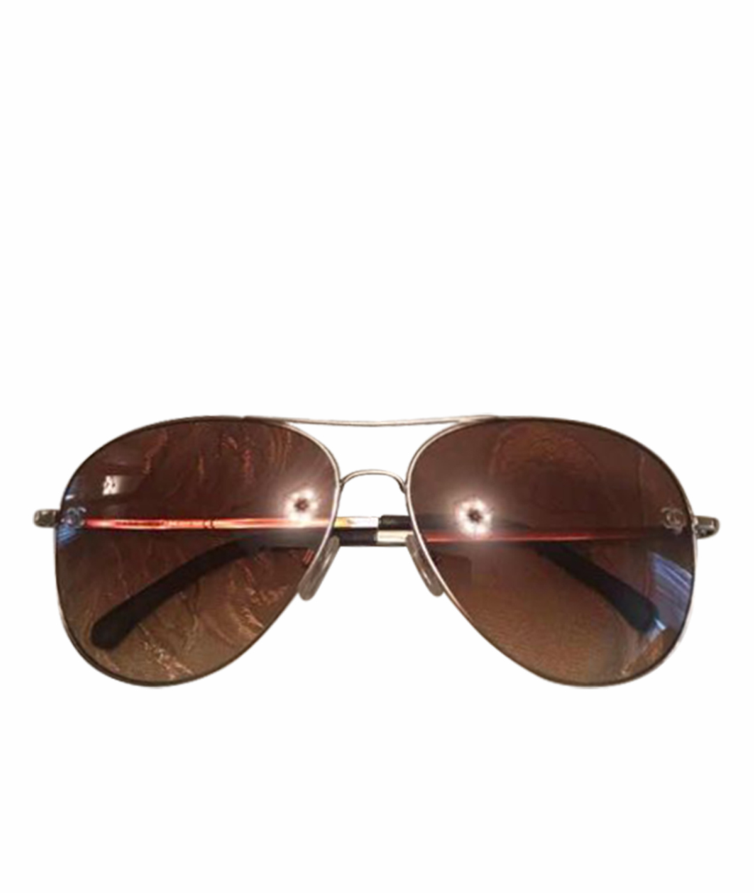 CHANEL PRE-OWNED Коричневые металлические солнцезащитные очки, фото 1