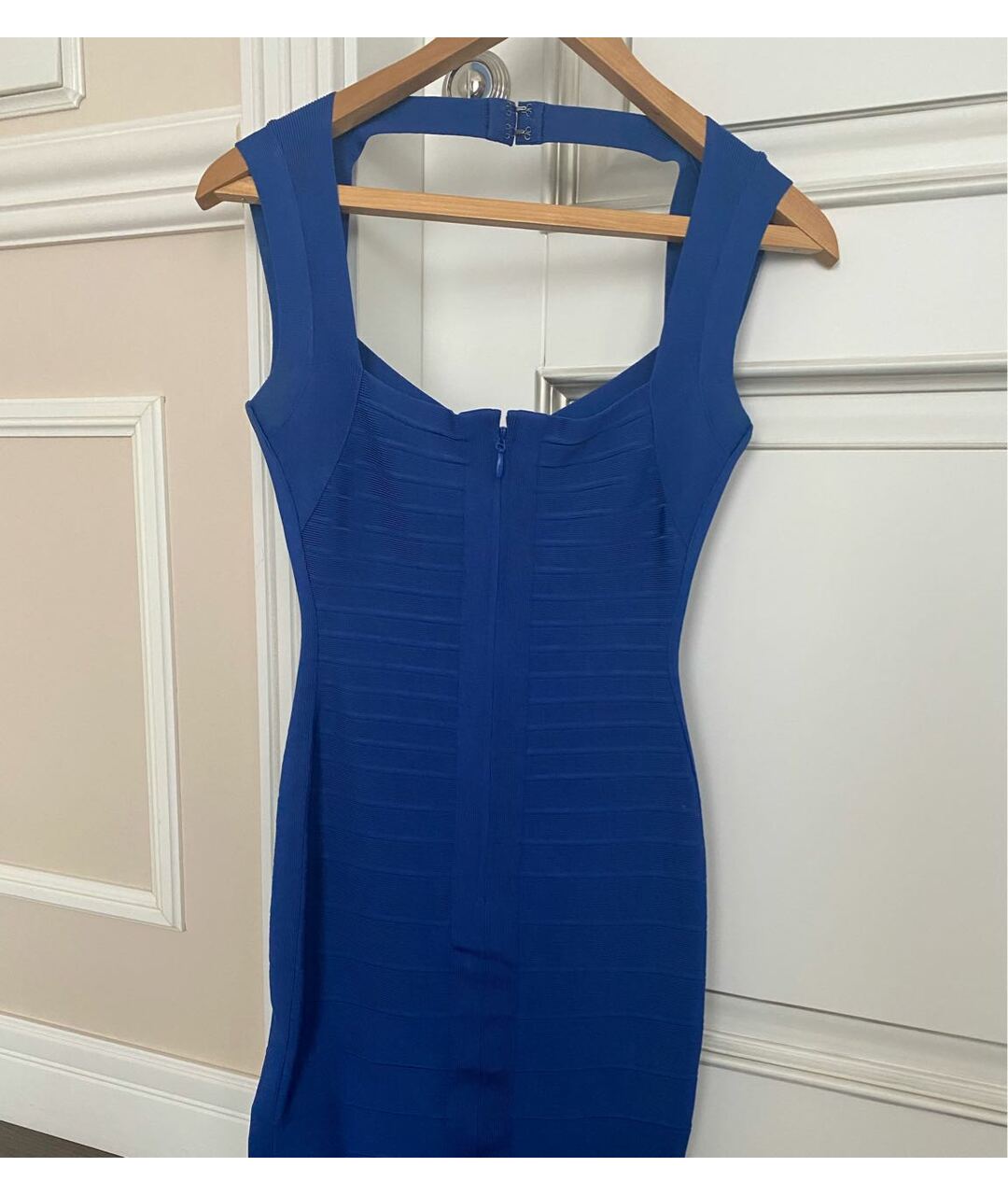 HERVE LEGER Синее вискозное коктейльное платье, фото 2