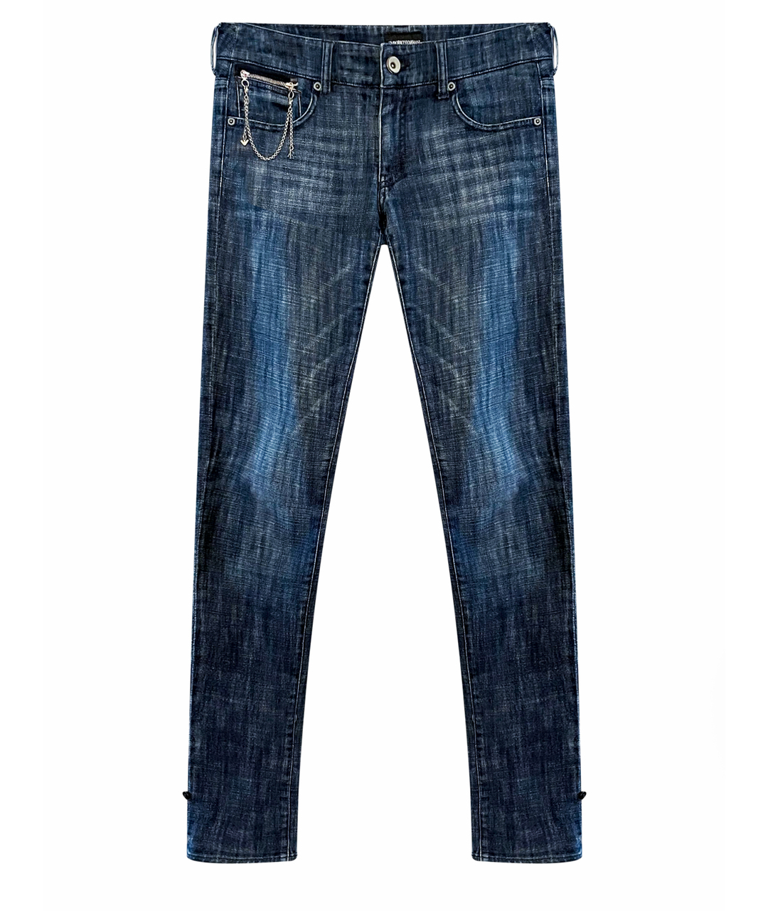 EMPORIO ARMANI Синие хлопко-эластановые джинсы слим, фото 1