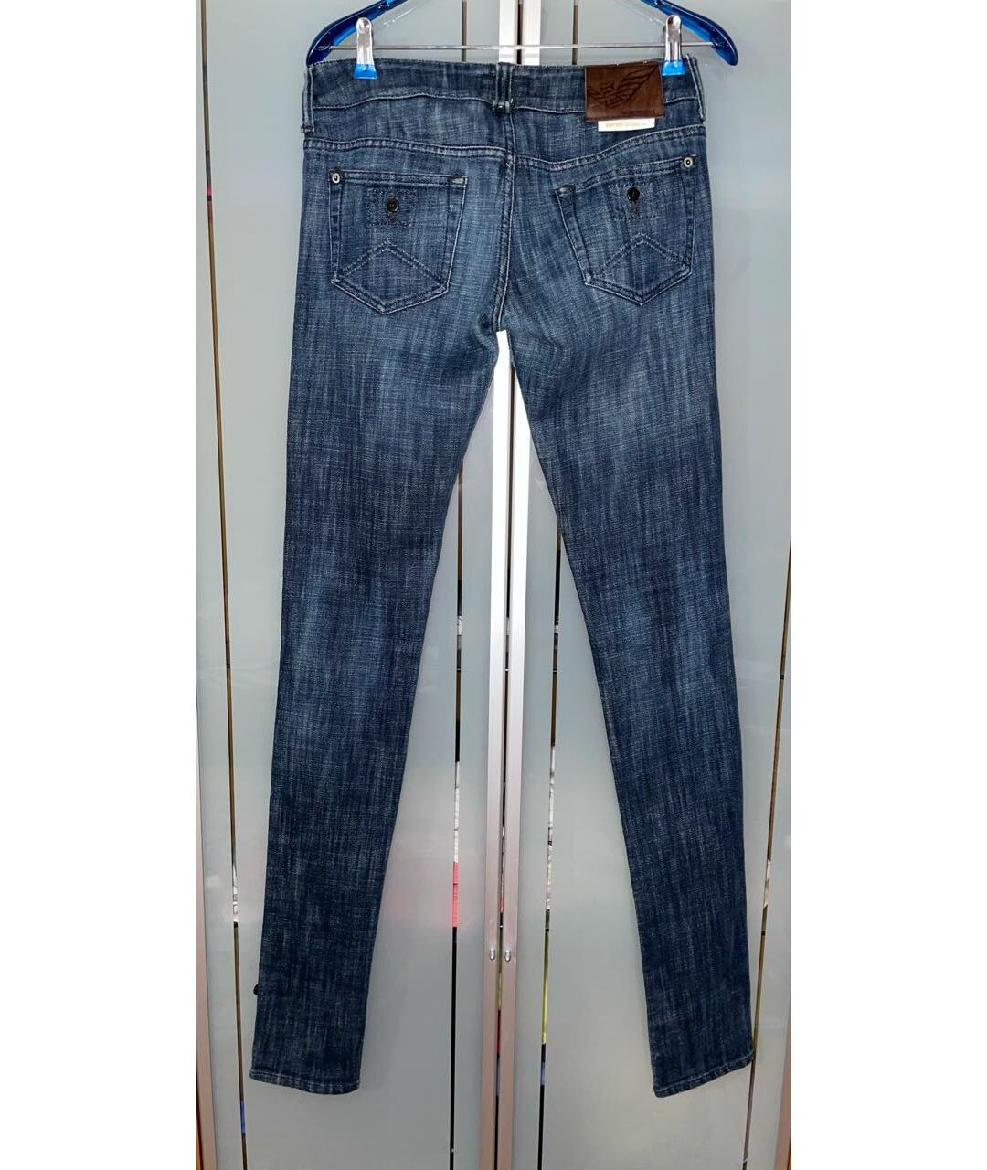 EMPORIO ARMANI Синие хлопко-эластановые джинсы слим, фото 2