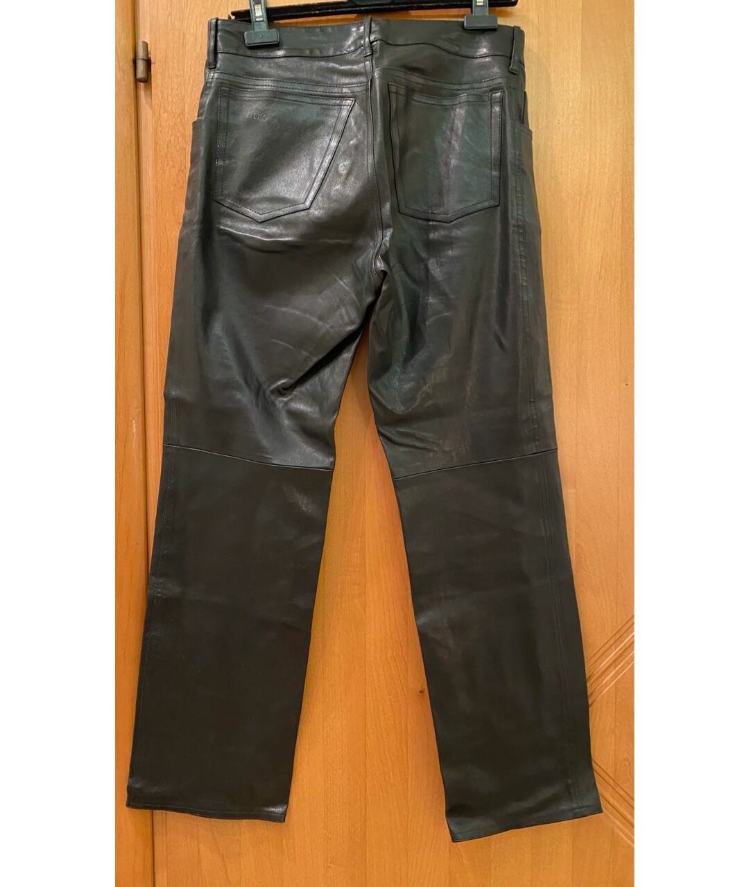 JITROIS Черные кожаные прямые брюки, фото 4