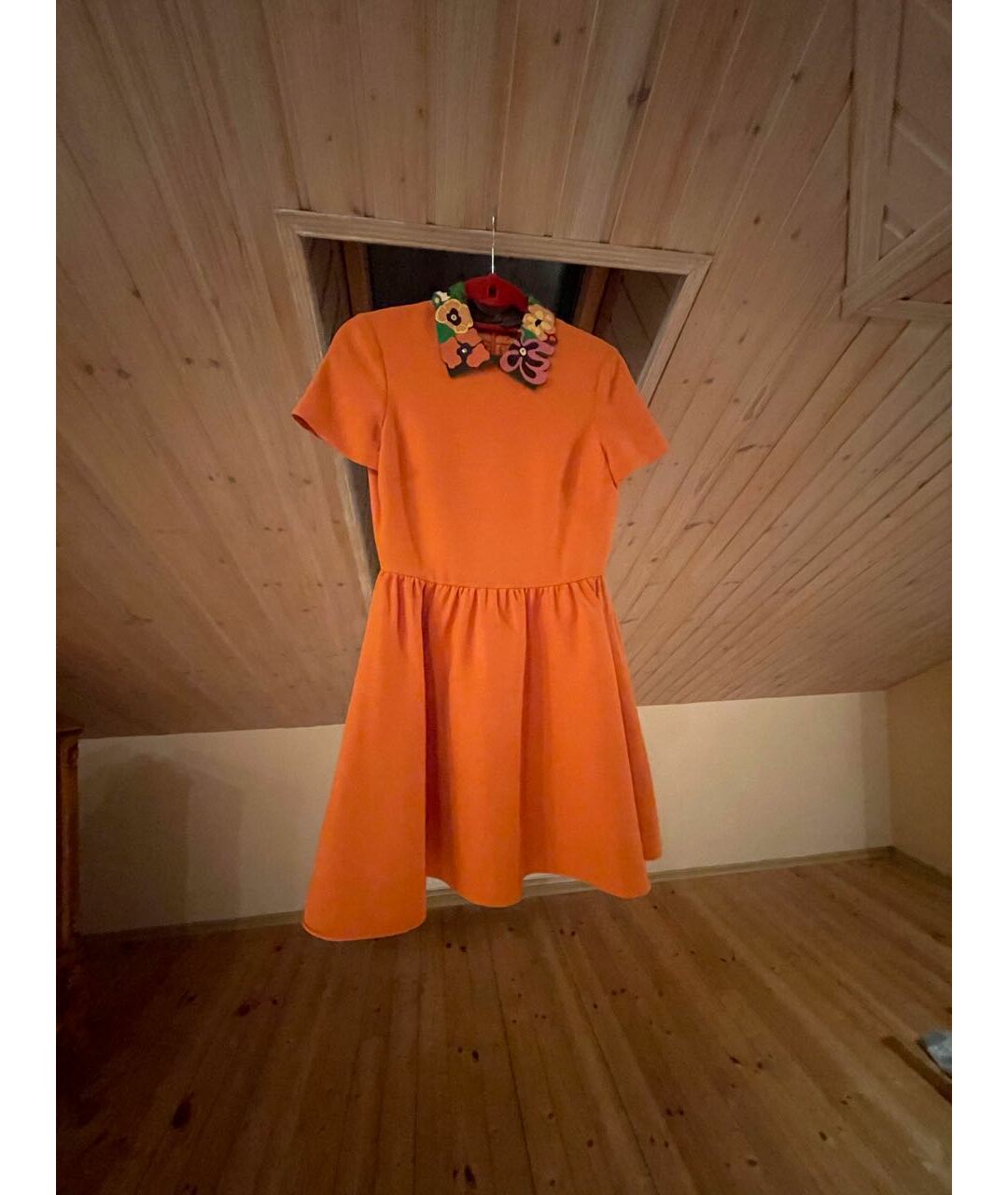 VALENTINO Оранжевое шелковое повседневное платье, фото 6