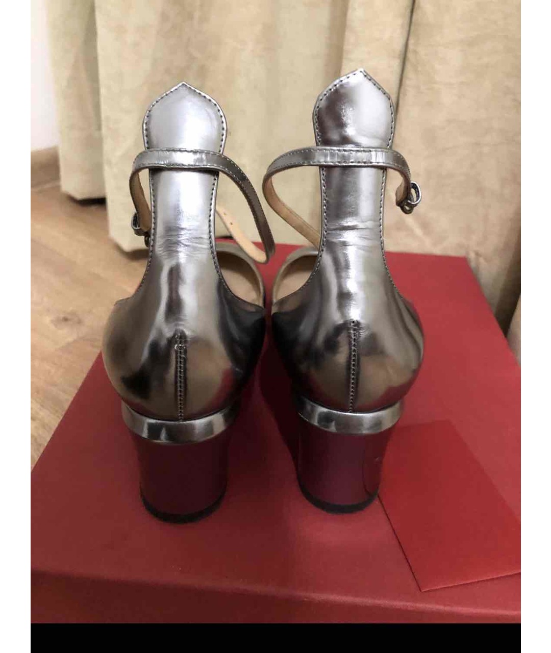 VALENTINO Серебряные кожаные туфли, фото 4