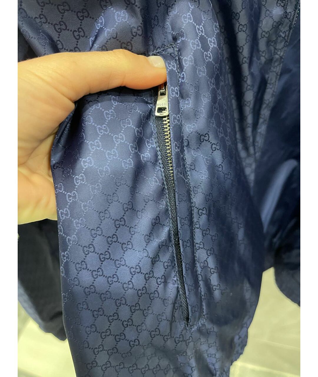 GUCCI Темно-синяя полиамидовая куртка, фото 4