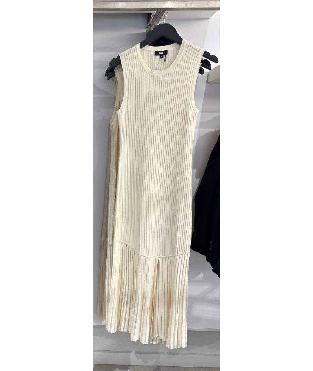 DKNY Бежевое синтетическое повседневное платье, фото 4