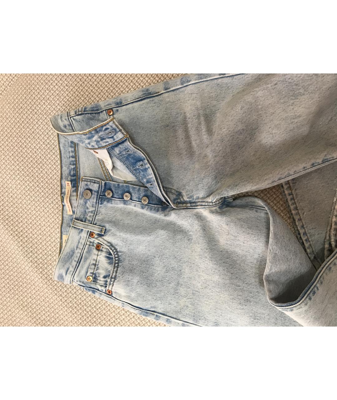 LEVI'S Голубые хлопковые прямые джинсы, фото 2