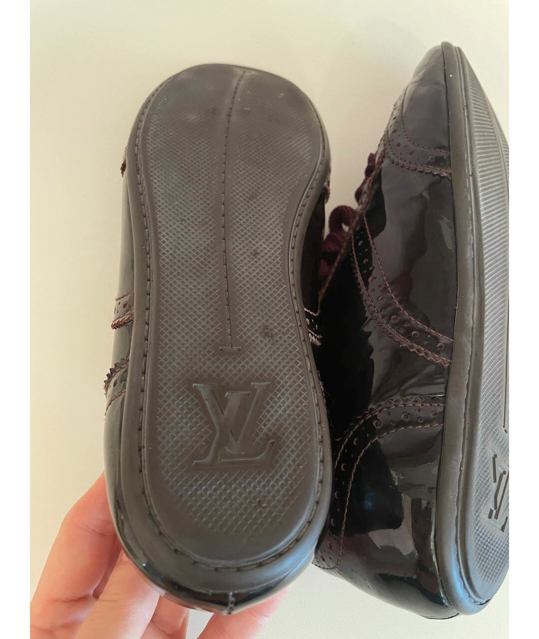 LOUIS VUITTON PRE-OWNED Бордовые кроссовки из лакированной кожи, фото 6