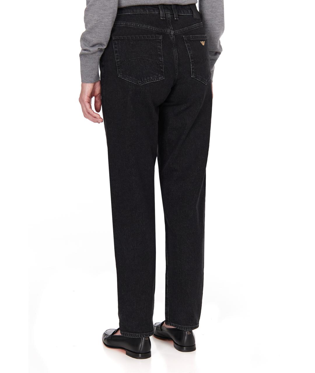 EMPORIO ARMANI Черные хлопковые прямые джинсы, фото 3
