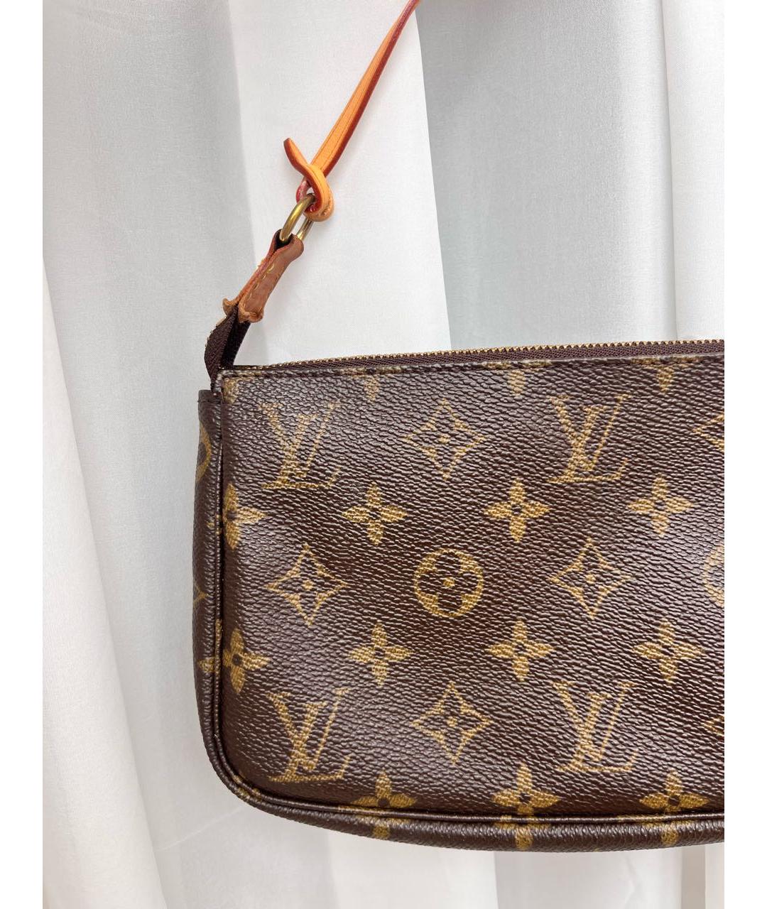 LOUIS VUITTON Коричневая кожаная сумка с короткими ручками, фото 8