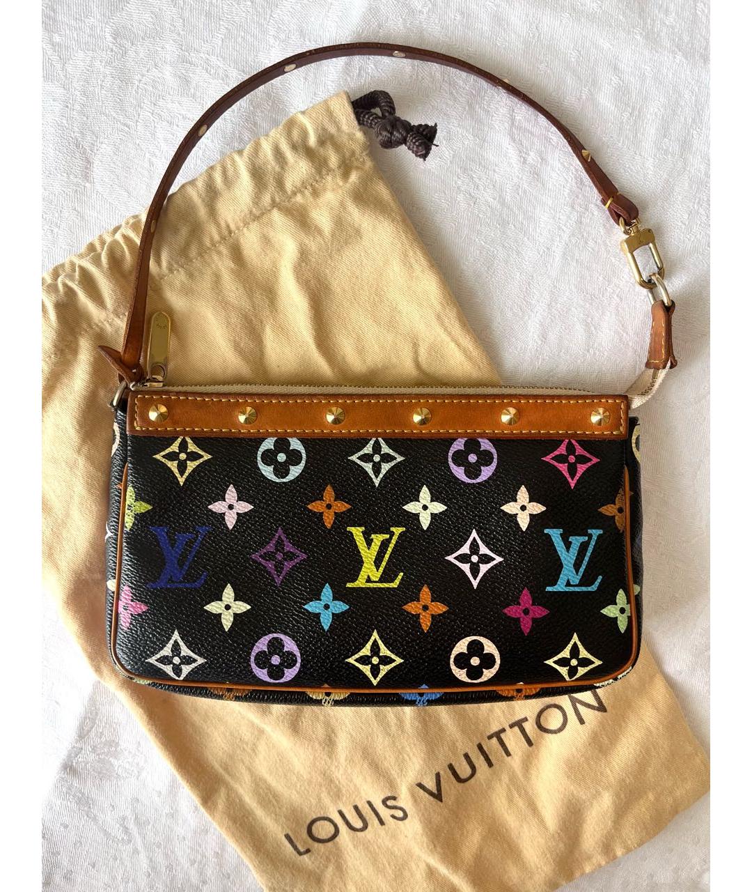 LOUIS VUITTON Черная кожаная сумка с короткими ручками, фото 2