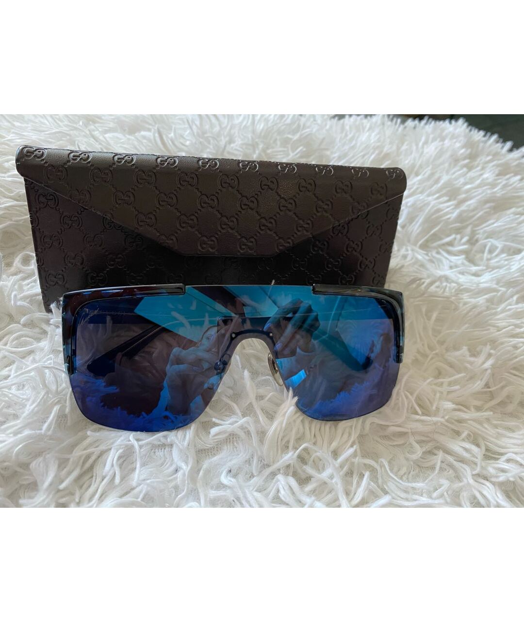 GUCCI Синие пластиковые солнцезащитные очки, фото 2