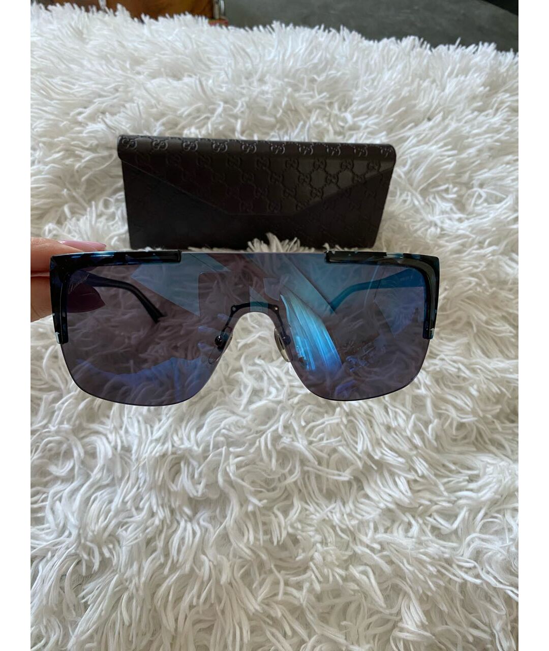 GUCCI Синие пластиковые солнцезащитные очки, фото 6