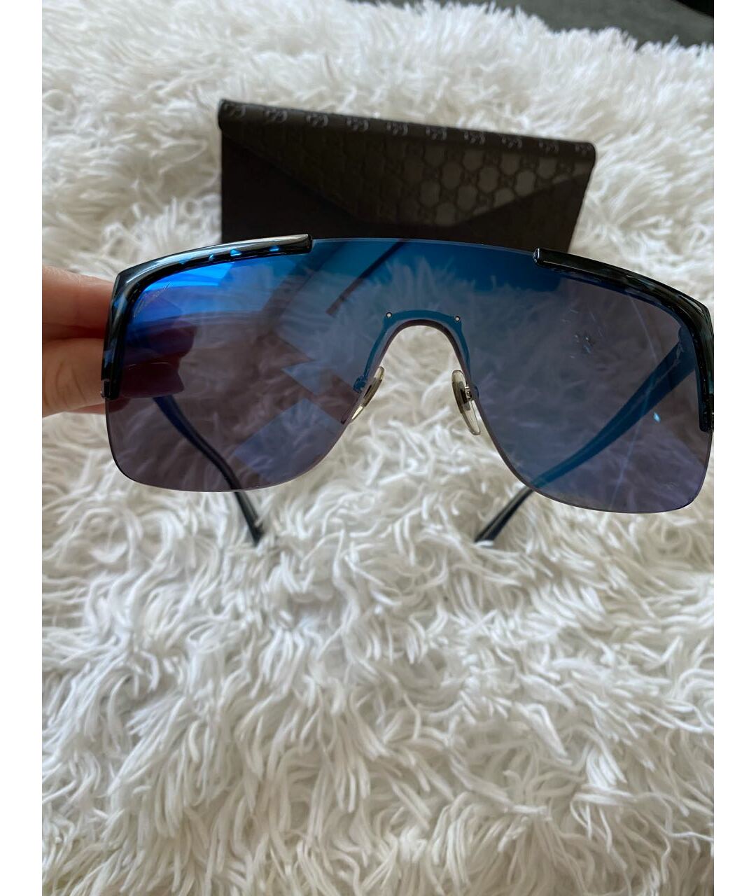 GUCCI Синие пластиковые солнцезащитные очки, фото 4