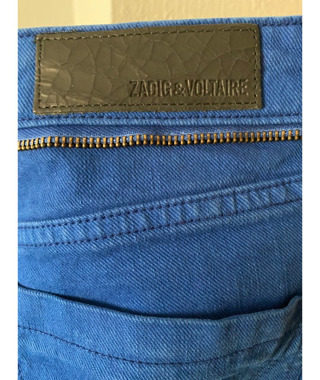 ZADIG & VOLTAIRE Синие хлопко-эластановые джинсы слим, фото 5