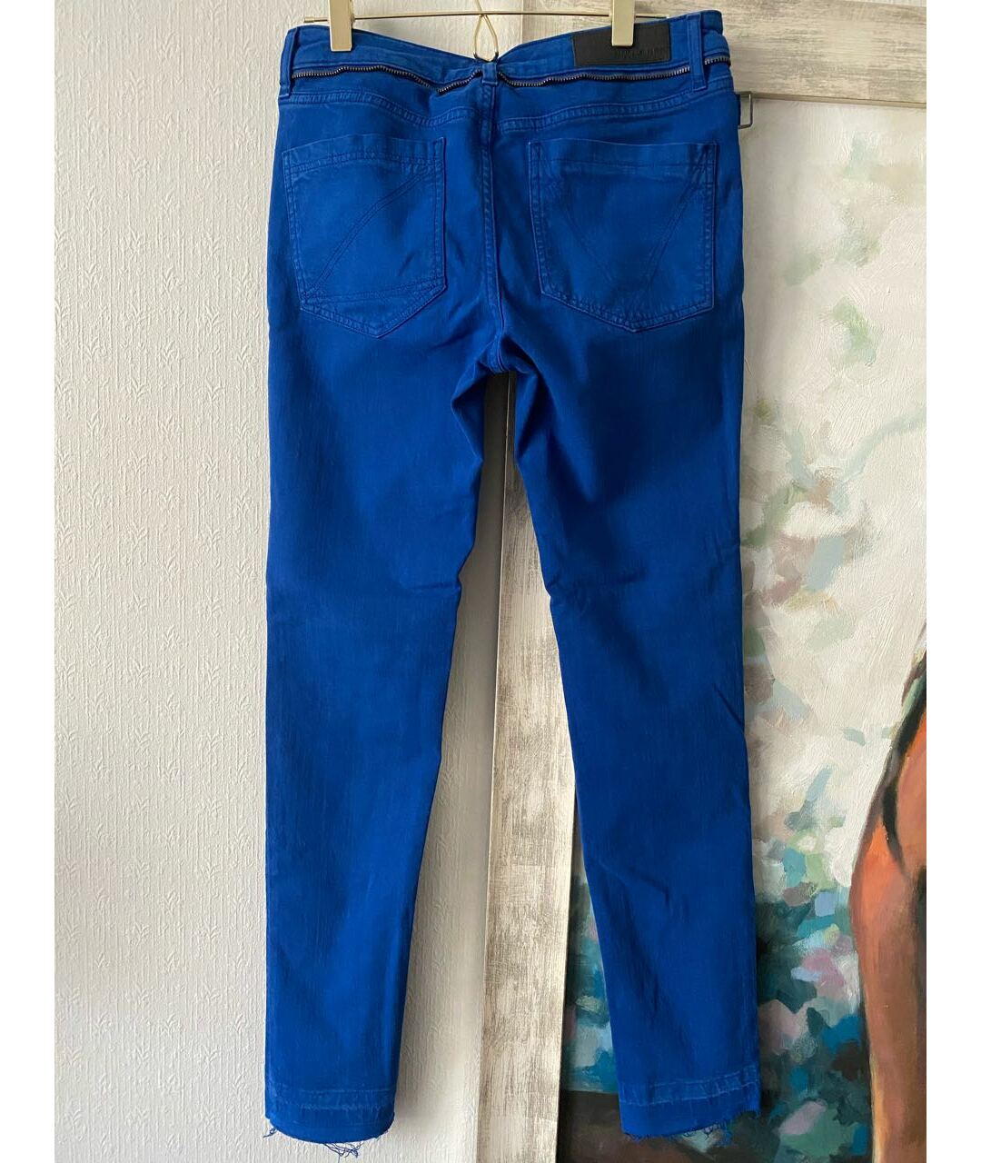 ZADIG & VOLTAIRE Синие хлопко-эластановые джинсы слим, фото 2