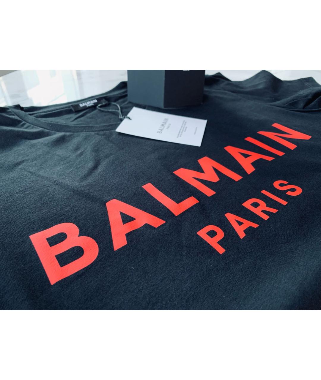 BALMAIN Черная хлопковая футболка, фото 4