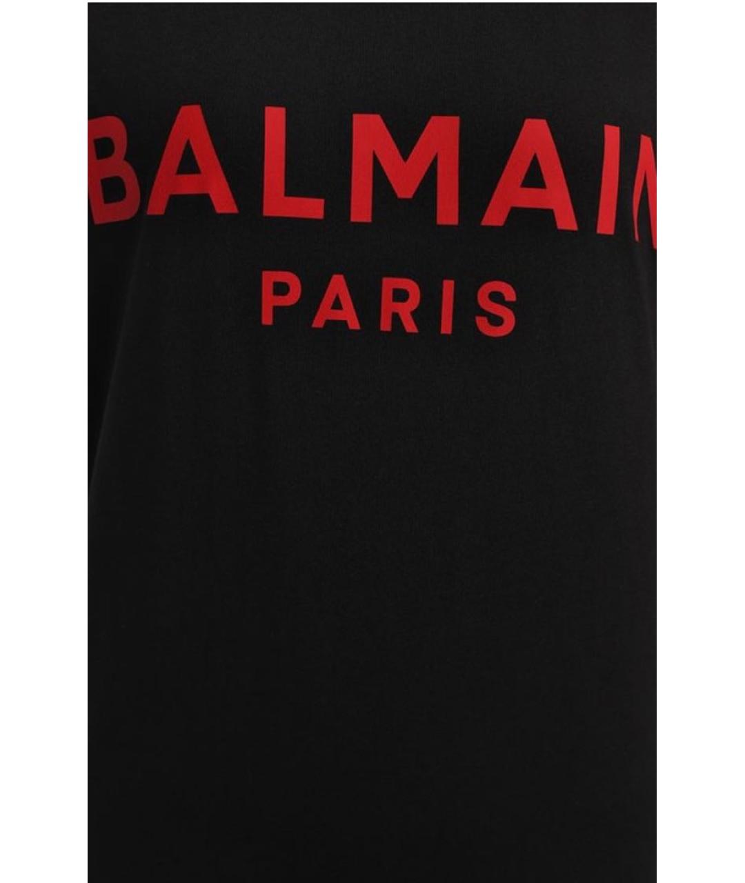 BALMAIN Черная хлопковая футболка, фото 3