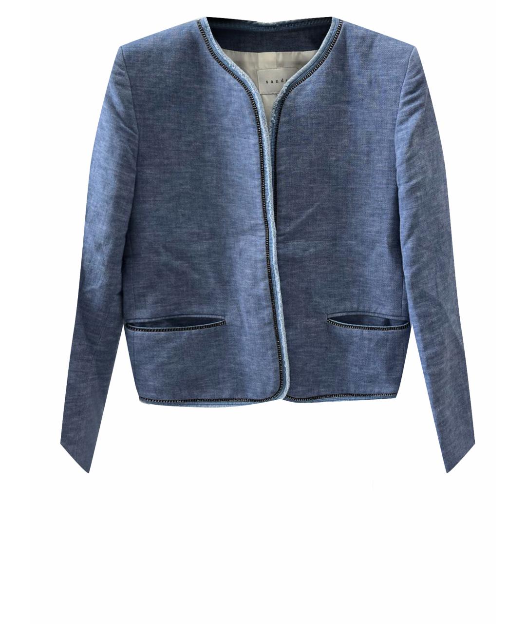 SANDRO Голубой хлопковый жакет/пиджак, фото 1