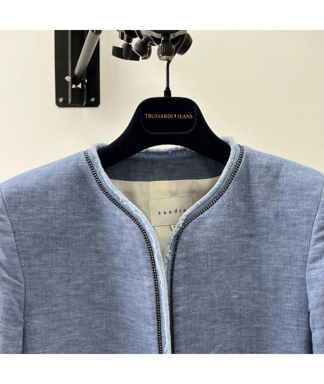 SANDRO Голубой хлопковый жакет/пиджак, фото 3