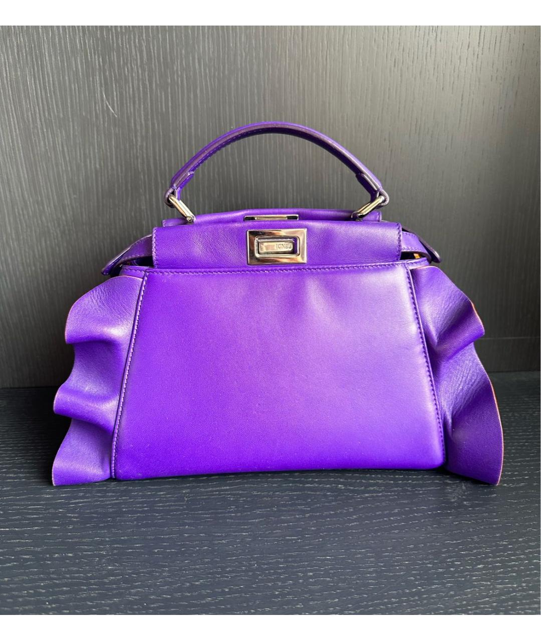 FENDI Фиолетовая кожаная сумка тоут, фото 5