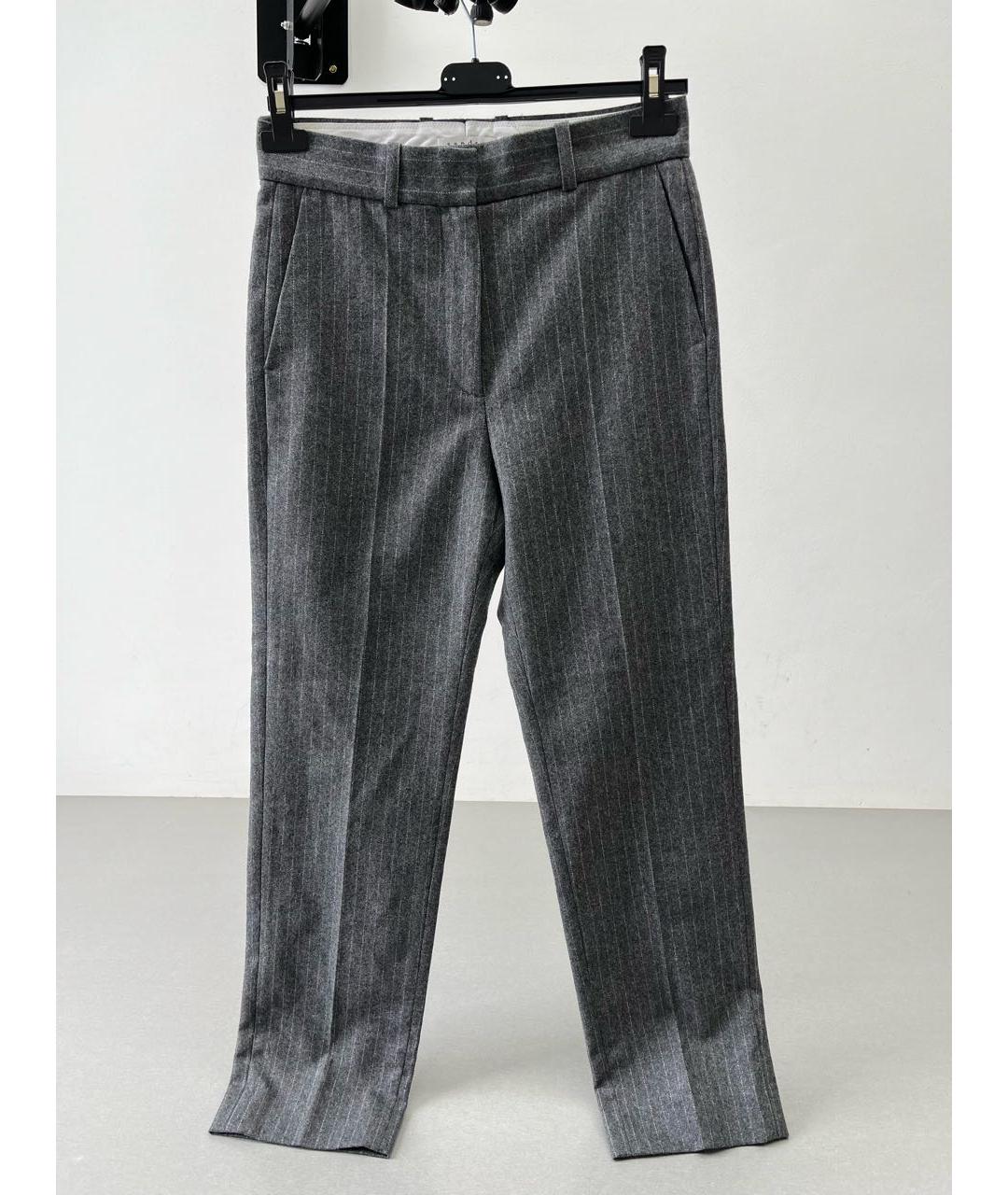 SANDRO Серые шерстяные прямые брюки, фото 6