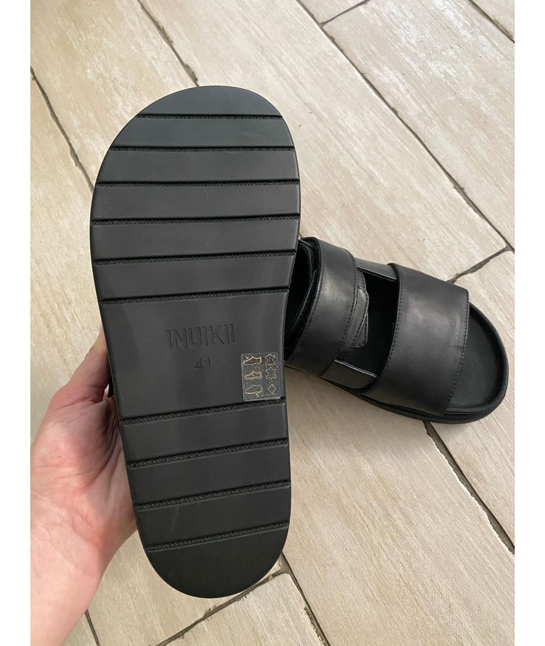 INUIKII Черные кожаные сандалии, фото 8