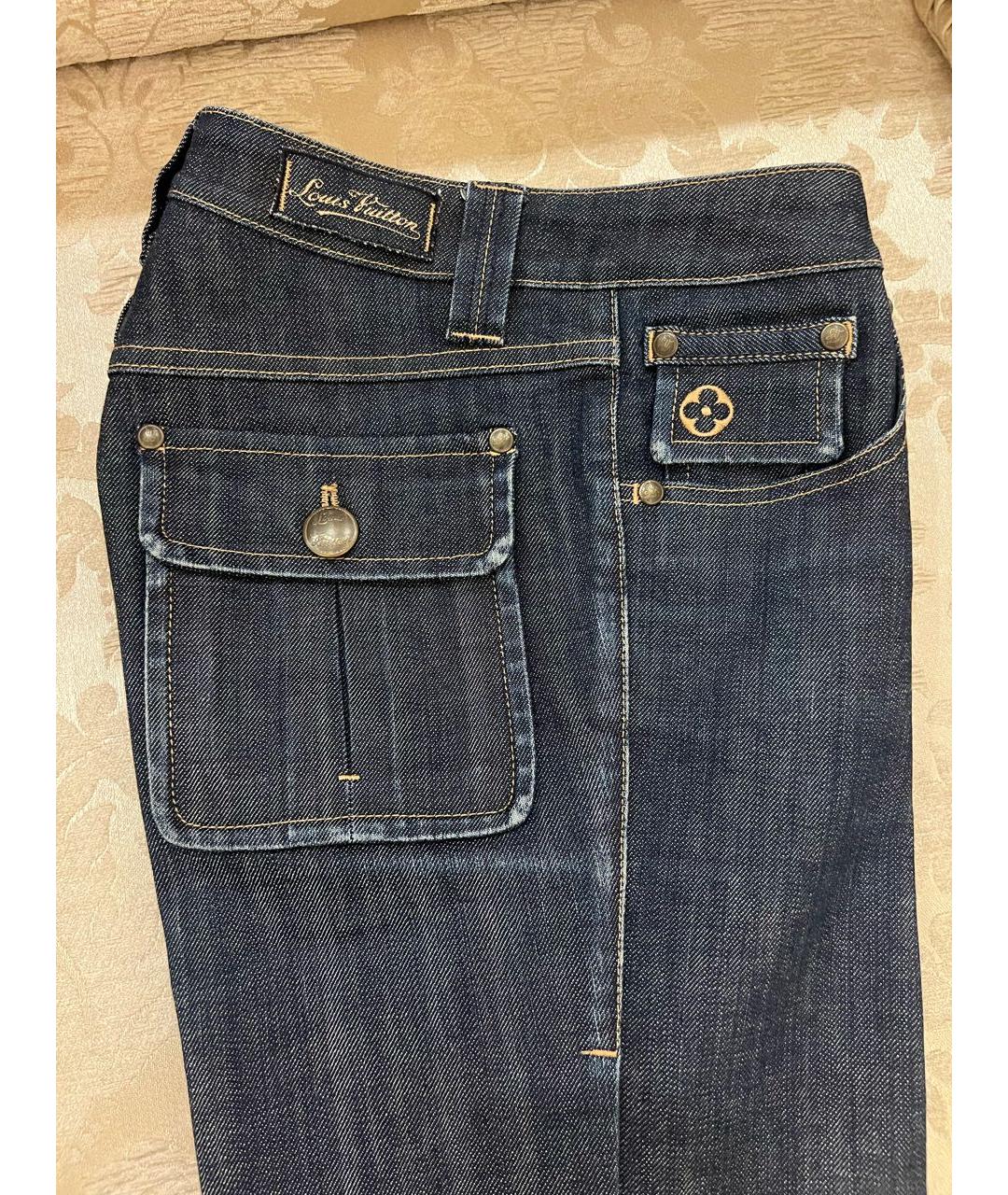 LOUIS VUITTON Темно-синие хлопковые прямые джинсы, фото 4