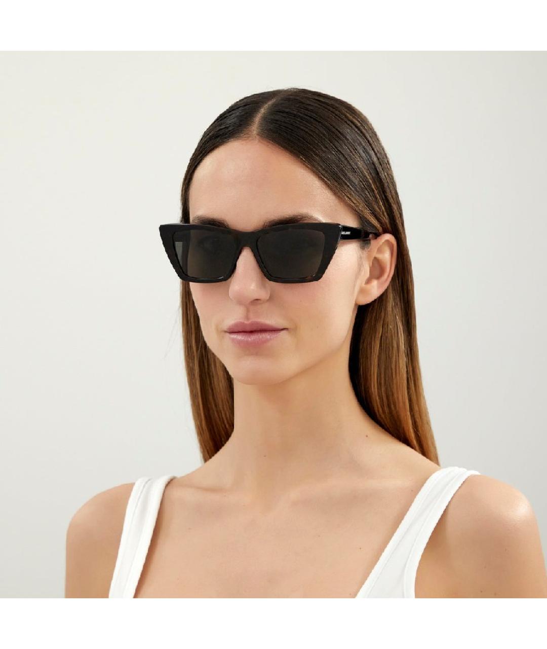 SAINT LAURENT Коричневые пластиковые солнцезащитные очки, фото 4