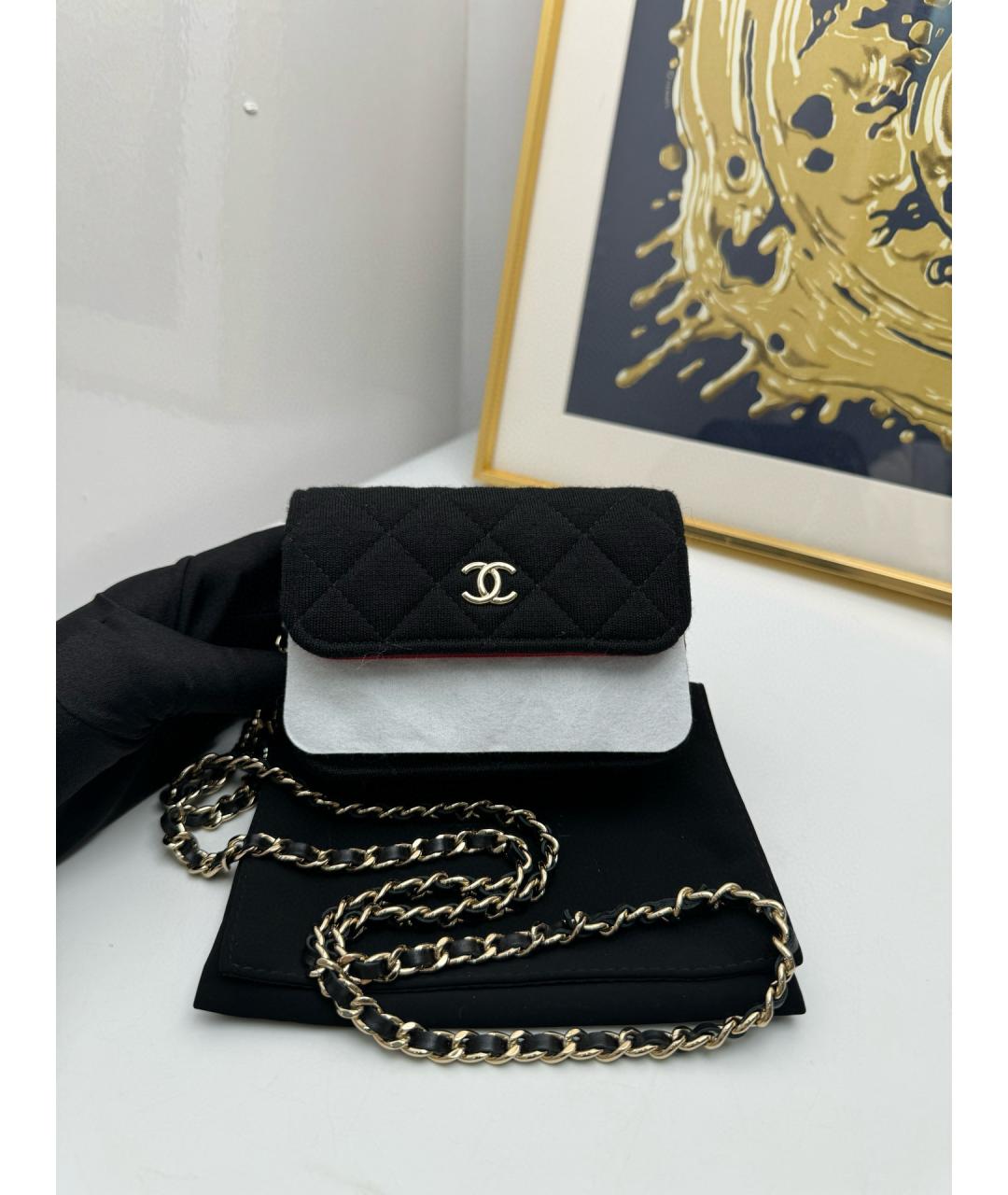 CHANEL Черная тканевая сумка через плечо, фото 7