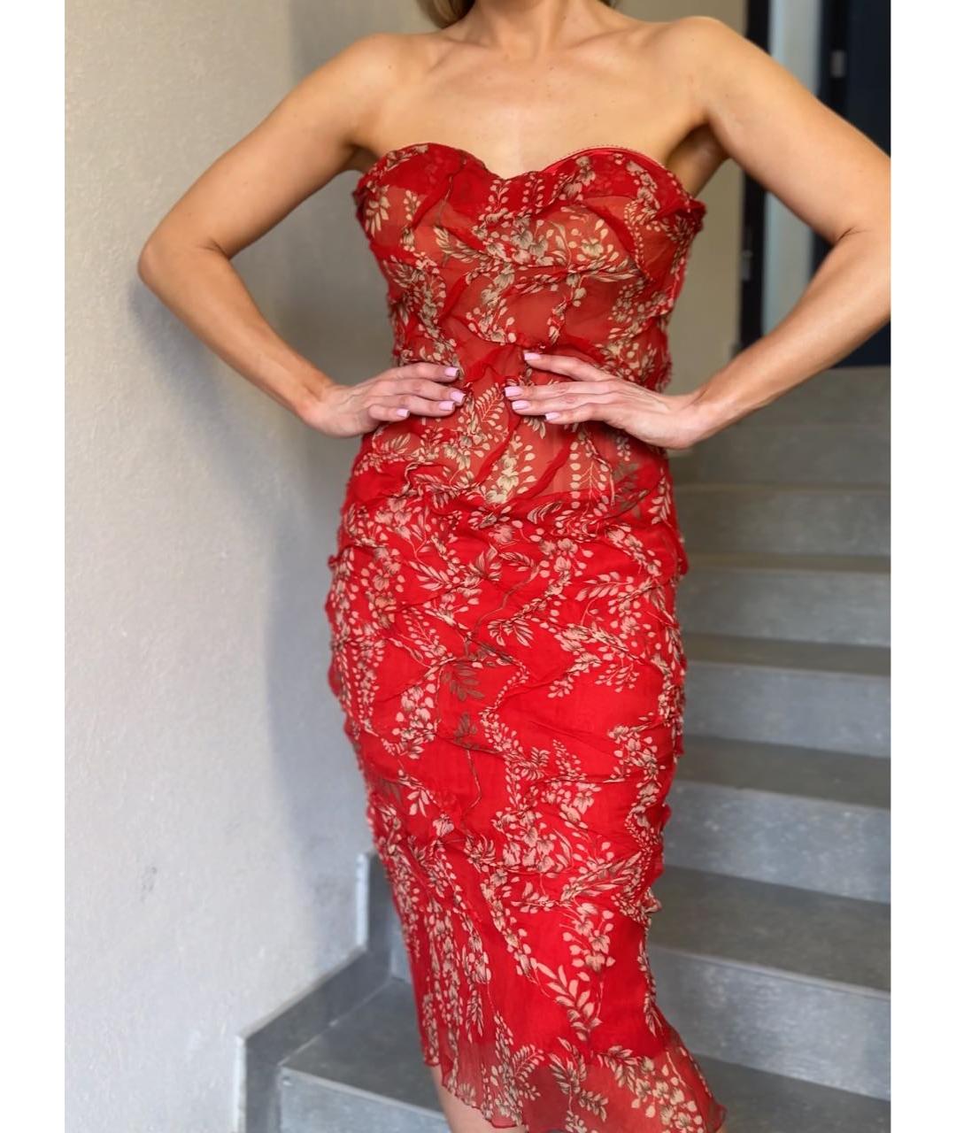 ERMANNO SCERVINO Красное шелковое повседневное платье, фото 5