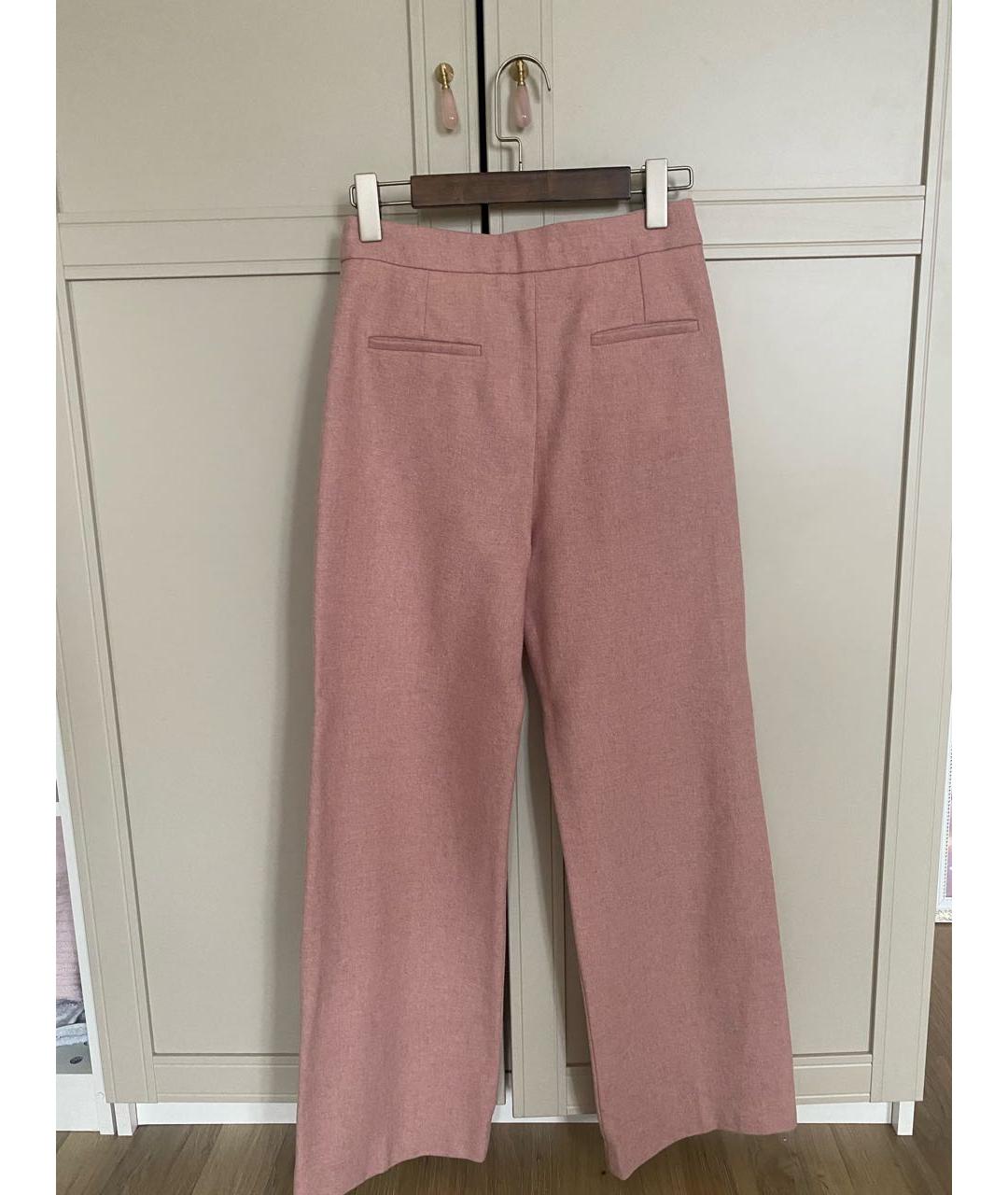 Sezane Розовые шерстяные прямые брюки, фото 2
