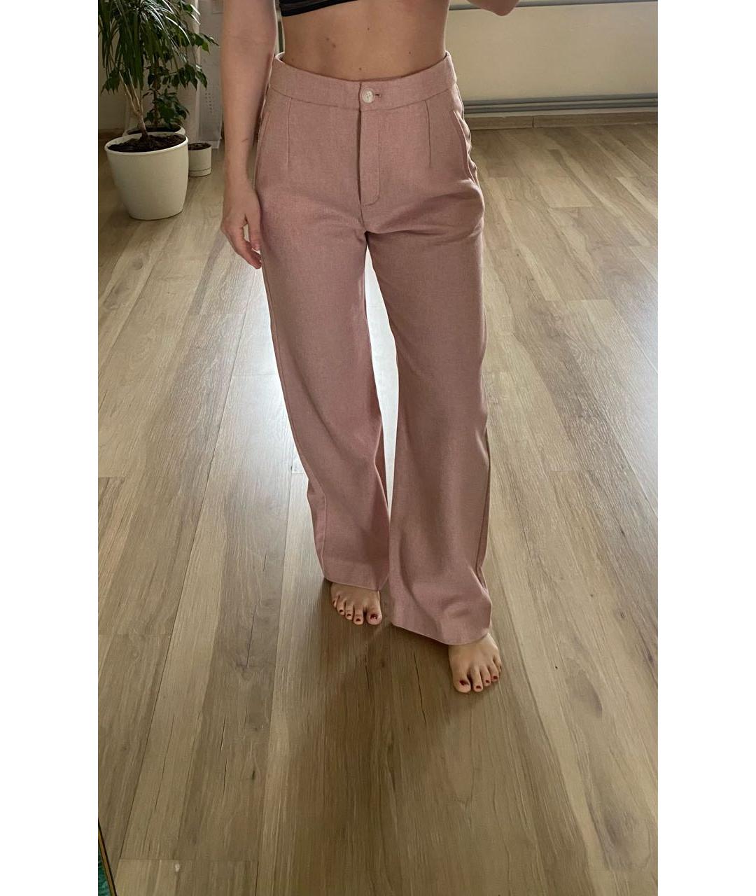 Sezane Розовые шерстяные прямые брюки, фото 5
