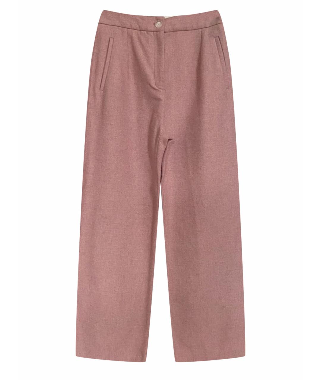 Sezane Розовые шерстяные прямые брюки, фото 1