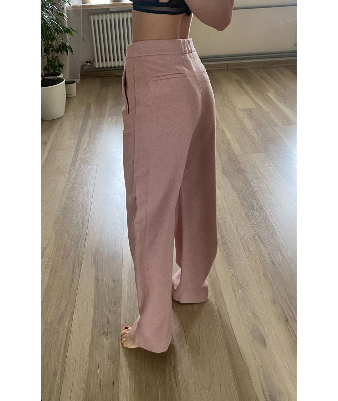Sezane Розовые шерстяные прямые брюки, фото 6