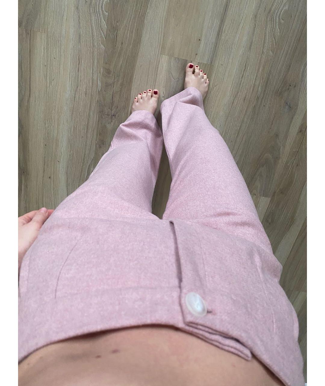 Sezane Розовые шерстяные прямые брюки, фото 8