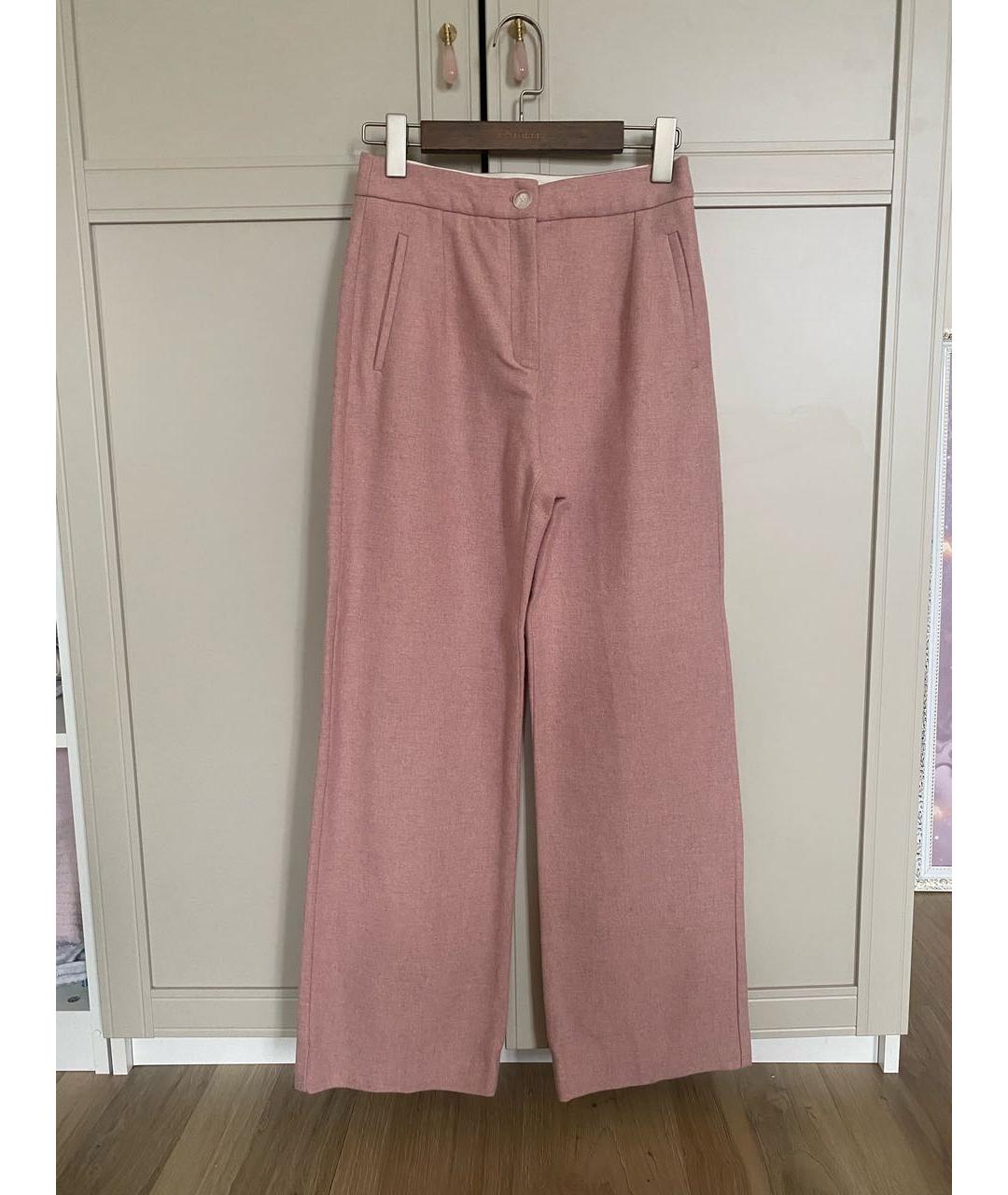 Sezane Розовые шерстяные прямые брюки, фото 9